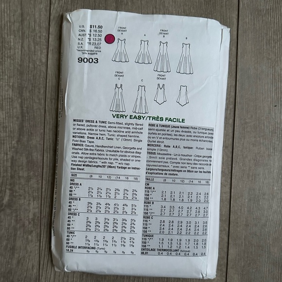 Very Easy Very Vogue Pattern 9003 Women’s Size 14-18 Dresses - Picture 4 of 5